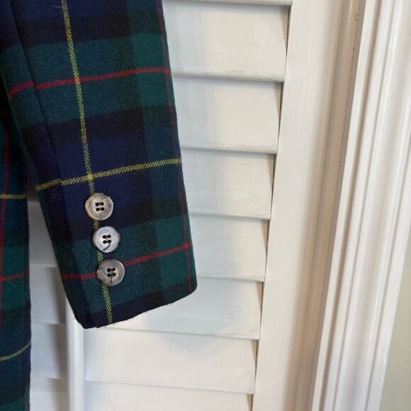Amanda Smith Wool Green Plaid Blazer Size 8 - Picture 5 of 9